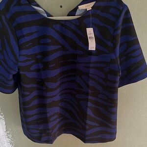 LOFT Zebra Print Crop Top in Blue and Black